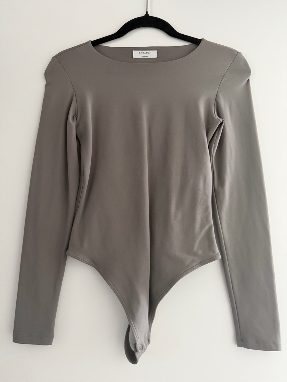 Babaton Taupe-Gray Long Sleeve Bodysuit